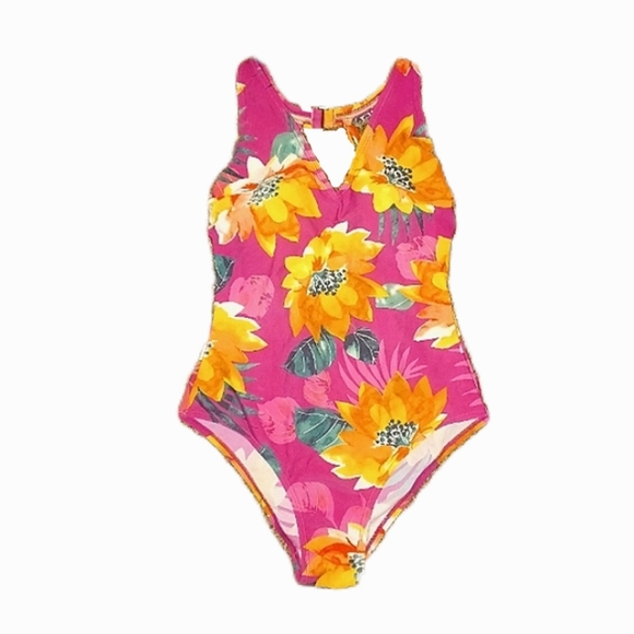 Kona Sol Pink Floral Swimsuit - Picture 2 of 4
